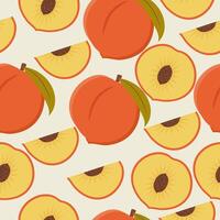 Peach fruit seamless pattern vector