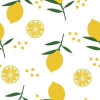 Fresh lemon tropical fruit seamless pattern vector