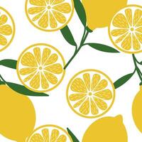 Fresh lemon tropical fruit seamless pattern vector