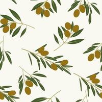 Olive seamless pattern on white background for packaging or wrapping product. vector