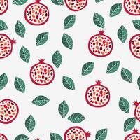 Pomegranate seamless pattern, tropical fruit pattern vector