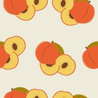 Peach fruit seamless pattern vector