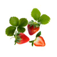 ai généré Frais des fraises avec feuilles isolé sur transparent Contexte png