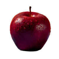 ai généré rouge Pomme avec gouttes isolé sur transparent Contexte png