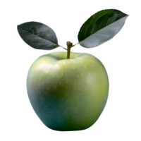 ai generado Fresco manzana con hojas aislado en transparente antecedentes png