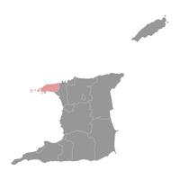 diego martín región mapa, administrativo división de trinidad y tobago vector ilustración.