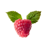 AI generated Fresh raspberry with leaves isolated on transparent background png