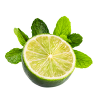 ai généré Frais citron vert tranché avec menthe feuilles isolé sur transparent Contexte png