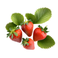 AI generated Fresh strawberries with leaves isolated on transparent background png