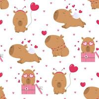 Seamless pattern with lovely capybara vector