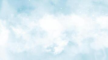 Abstract blue winter watercolor background. Sky pattern with snow vector