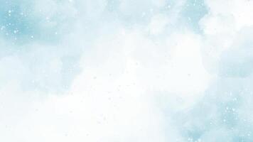 Abstract blue winter watercolor background. Sky pattern with snow vector