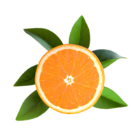 AI generated Fresh orange sliced with leaves isolated on transparent background png