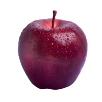 ai generado rojo manzana con gotas aislado en transparente antecedentes png