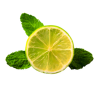 ai généré Frais citron vert tranché avec menthe feuilles isolé sur transparent Contexte png