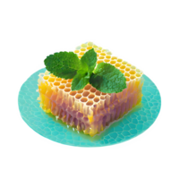 AI generated Honeycomb with mint leaves isolated on transparent background png