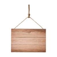 AI generated Wooden sign hanging on rope transparent background isolated png