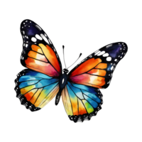 AI generated Colorful butterfly painted with watercolors isolated on transparent background suitable for design and postcards isolated png