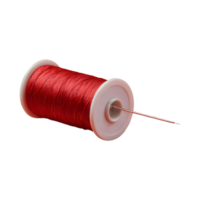 ai gegenereerd horizontaal foto van een rood draad naald- tegen een spoel van draad geïsoleerd png