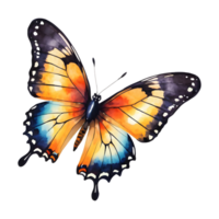 AI generated Colorful butterfly painted with watercolors isolated on transparent background suitable for design and postcards isolated png