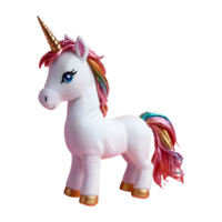 ai generiert Nahansicht Studio Schuss von ein Einhorn Puppe isoliert auf ein transparent Hintergrund mit ein Schatten Betrachtung isoliert png