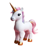 ai generado de cerca estudio Disparo de un unicornio muñeca aislado en un transparente antecedentes con un sombra reflexión aislado png