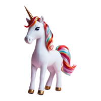 AI generated Closeup studio shot of a unicorn doll isolated on a transparent background with a shadow reflection isolated png