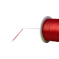 AI generated Horizontal photo of a red thread needle against a spool of thread isolated png