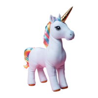 ai generiert Nahansicht Studio Schuss von ein Einhorn Puppe isoliert auf ein transparent Hintergrund mit ein Schatten Betrachtung isoliert png