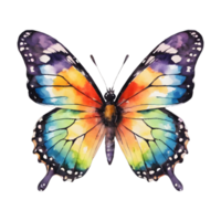 ai generado vistoso mariposa pintado con acuarelas aislado en transparente antecedentes adecuado para diseño y postales aislado png