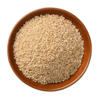 AI generated Closeup of white sesame seeds in a beige bowl cutout organic grains on a plate isolated on a transparent background sesamum indicum for immune boosting diet and calcium source isolated png