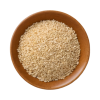 AI generated Closeup of white sesame seeds in a beige bowl cutout organic grains on a plate isolated on a transparent background sesamum indicum for immune boosting diet and calcium source isolated png