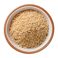 AI generated Closeup of white sesame seeds in a beige bowl cutout organic grains on a plate isolated on a transparent background sesamum indicum for immune boosting diet and calcium source isolated png