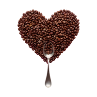 ai generado café frijoles y cuchara formar un grande corazón aislado png