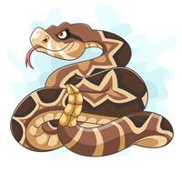 dibujos animados serpiente de cascabel en blanco antecedentes vector
