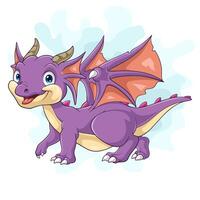 Cartoon funny blue baby dragon posing vector