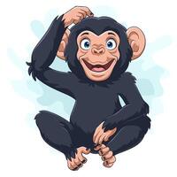 Cartoon happy chimpanzee on white background vector