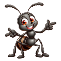 ai generado hormiga en dibujos animados estilo en transparente antecedentes png
