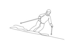 One continuous line drawing of Sports concept. Doodle vector illustration in simple linear style.