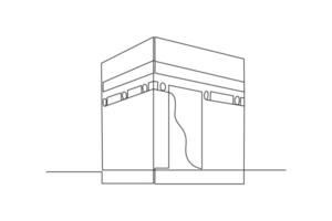 Continuous one line drawing Kabaah alharam and mosque concept. Doodle vector illustration.