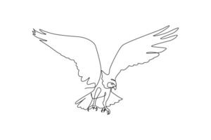 One continuous line drawing of Flying bird concept. Doodle vector illustration in simple linear style.