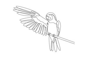 One continuous line drawing of Flying bird concept. Doodle vector illustration in simple linear style.