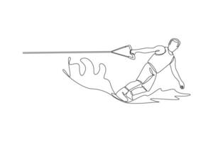 One continuous line drawing of Sports concept. Doodle vector illustration in simple linear style.