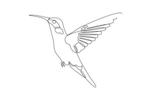 One continuous line drawing of Flying bird concept. Doodle vector illustration in simple linear style.