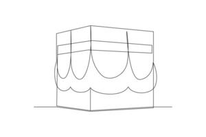 Continuous one line drawing Kabaah alharam and mosque concept. Doodle vector illustration.