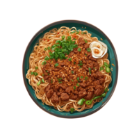 AI generated beauty of Dan Dan Noodles in a flat lay composition colorful ensemble of spring onions Pro PNG