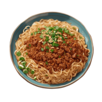AI generated beauty of Dan Dan Noodles in a flat lay composition colorful ensemble of spring onions Pro PNG