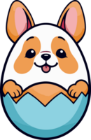 AI generated Happy easter adorable corgi egg dog isolated in transparent background png