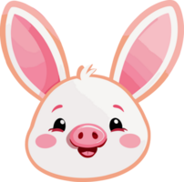 AI generated Cute bunny pig hybrid cartoon isolated in transparent background png perfect character for nursery decor and kids