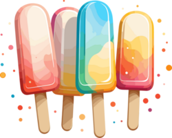 AI generated Colorful ice pops clipart isolated in transparent background png, watercolor tasty design elements png